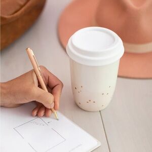 Tav Ceramics: Pink Speckled Travel Cup